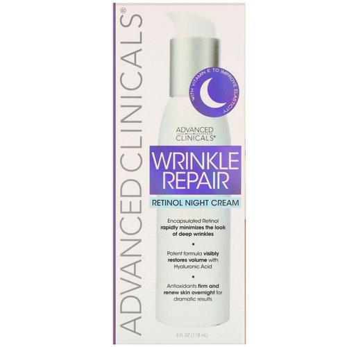 Advanced Clinicals, Wrinkle Repair, Retinol Night Cream, 4 fl oz (118 ml) Review