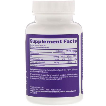 Alpha Lipoic Acid, Antioxidants, Supplements: Advanced Orthomolecular Research AOR, R-Lipoic Acid, 150 mg, 90 Vegetarian Capsules
