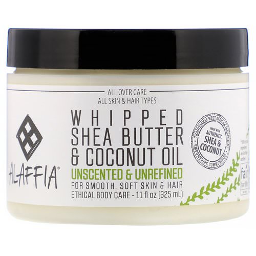 Alaffia, Whipped Shea Butter & Coconut Oil, Unscented & Unrefined, 11 fl oz (325 ml) Review