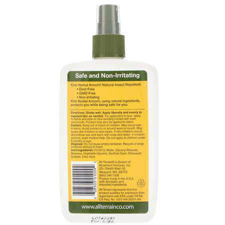 Insektsmedel, Babybugg, Säkerhet, Hälsa: All Terrain, Kids Herbal Armor, Natural Insect Repellent, 8 fl oz (240 ml)