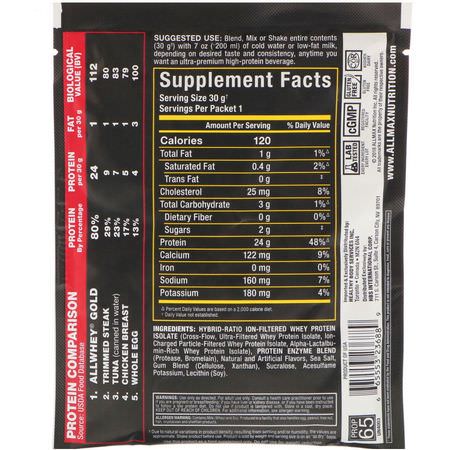 Vassleprotein, Idrottsnäring: ALLMAX Nutrition, AllWhey Gold, 100% Whey Protein + Premium Whey Protein Isolate, Salted Caramel, 1.06 oz (30 g)