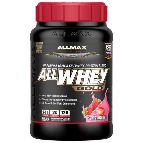 ALLMAX Nutrition, AllWhey Gold, 100% Whey Protein + Premium Whey Protein Isolate, Strawberry, 2 lbs (907 g) Review