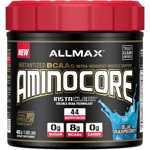 ALLMAX Nutrition, AMINOCORE, Instantized BCAAs, Blue Raspberry, 1.02 lbs (462 g) Review