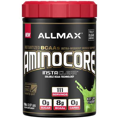ALLMAX Nutrition, AMINOCORE, BCAA, 8G BCAAs, 100% Pure 45:30:25 Ratio, Gluten Free, Key Lime Cherry, 2.57 lbs (1166 g) Review