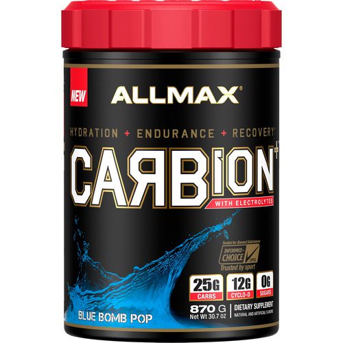 ALLMAX Nutrition, CARBion+ with Electrolytes + Hydration, Gluten-Free + Vegan Certified, Blue Bomb Pop, 1.91 lbs (870 g) Review