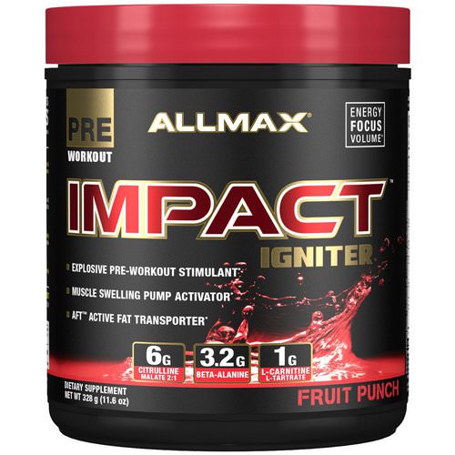 ALLMAX Nutrition, Impact Igniter Pre-Workout, Fruit Punch, 11.6 oz (328 g) Review