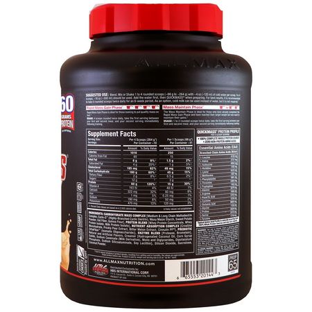 Viktökare, Protein, Sportnäring: ALLMAX Nutrition, Quick Mass, Rapid Mass Gain Catalyst, Vanilla, 6 lbs (2.72 kg)