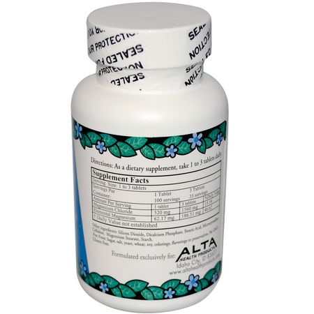 Magnesium, Mineraler, Kosttillskott: Alta Health, Magnesium Chloride, 100 Tablets
