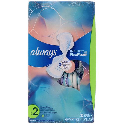 Always, Infinity Flex Foam with Flexi-Wings, Size 2, Heavy Flow, Unscented, 32 Pads Review
