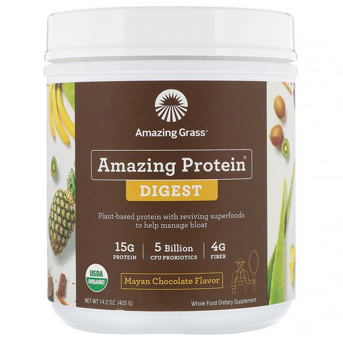 Amazing Grass, Amazing Protein, Digest, Mayan Chocolate Flavor, 5 Billion CFU, 14.2 oz (405 g) Review