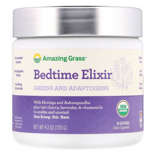 Amazing Grass, Bedtime Elixir, Greens and Adaptogens, 4.2 oz (120 g) Review