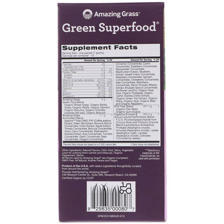 Antioxidants, Superfoods, Green, Supplements: Amazing Grass, Green Superfood, Antioxidant, Sweet Berry, 15 Individual Packets, 0.24 oz (7 g) Each