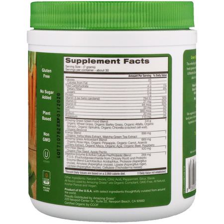 Energy, Superfoods, Green, Supplements: Amazing Grass, Green Superfood, Energy, Lemon Lime, 7.4 oz (210 g)