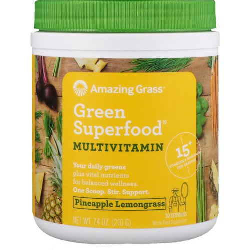 Amazing Grass, Green Superfood, Multivitamin, Pineapple Lemongrass, 7.4 oz (210 g) Review