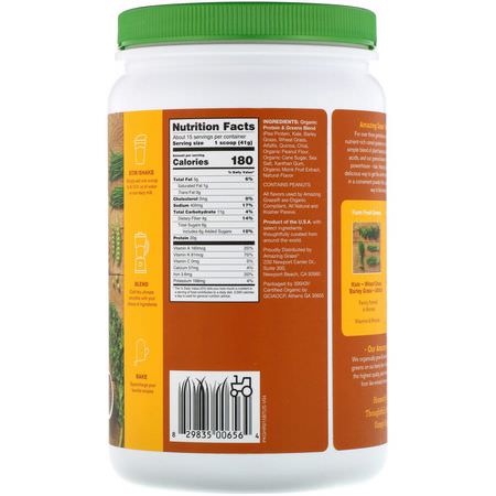 Växtbaserat, Växtbaserat Protein, Idrottsnäring: Amazing Grass, Organic Protein & Kale, Plant Based, Honey Roasted Peanut, 21.7 oz (615 g)