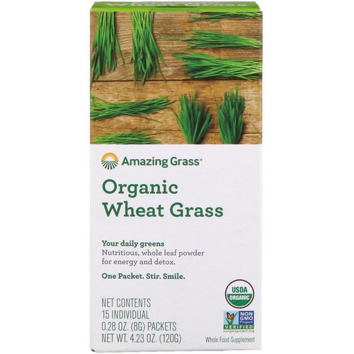 Amazing Grass, Organic Wheat Grass, 15 Individual Packets, 0.28 oz (8 g) Each Review