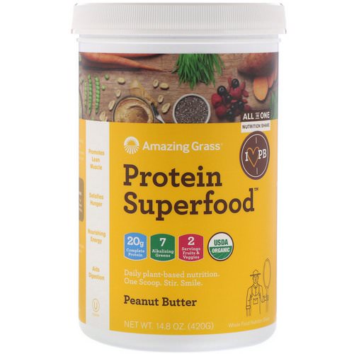 Amazing Grass, Protein Superfood, Peanut Butter, 14.8 oz (420 g) Review