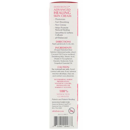 Kliande Hud, Torr, Hudbehandling, Bad: American Biotech Labs, Advanced Healing Skin Cream, Natural Grapefruit Scent, 1.2 oz (34 g)