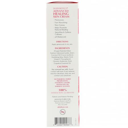 Kliande Hud, Torr, Hudbehandling, Bad: American Biotech Labs, Advanced Healing Skin Cream, Natural Grapefruit Scent, 3.4 oz (96 g)