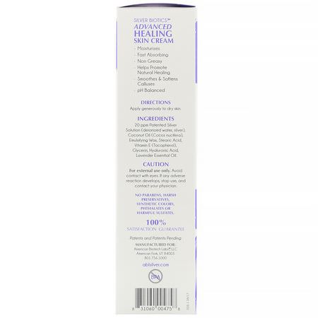Kliande Hud, Torr, Hudbehandling, Bad: American Biotech Labs, Advanced Healing Skin Cream, Natural Lavender Scent, 3.4 oz (96 g)