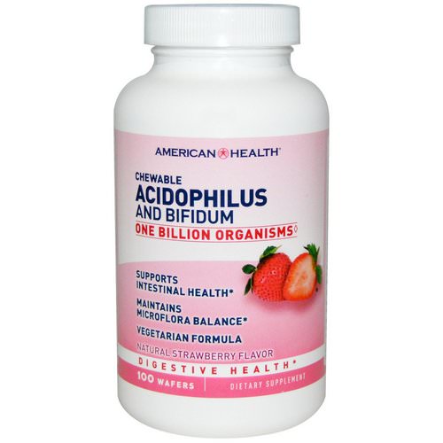 American Health, Chewable Acidophilus and Bifidum, Natural Strawberry Flavor, 100 Wafers Review