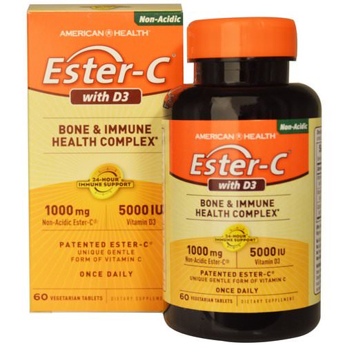 American Health, Ester-C with D3, Bone and Immune Health Complex, 1000 mg/5000 IU, 60 Veggie Tabs Review