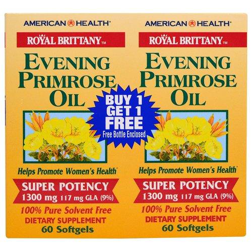American Health, Royal Brittany, Evening Primrose Oil, 1300 mg, 2 Bottles, 60 Softgels Each Review