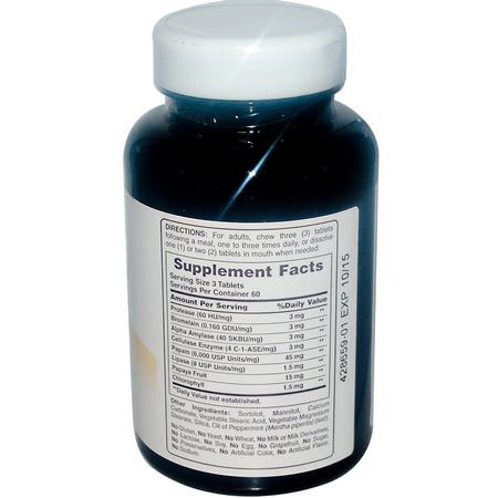 Proteolytiskt Enzym, Matsmältningsenzymer, Matsmältning, Kosttillskott: American Health, Super Papaya Enzyme Plus, 180 Chewable Tablets