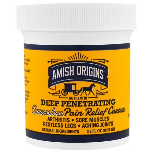Amish Origins, Deep Penetrating, Greaseless Pain Relief Cream, 3.5 fl oz (99.22 g) Review