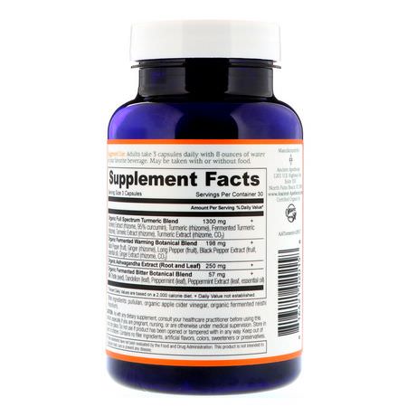Curcumin, Gurkmeja, Antioxidanter, Kosttillskott: Ancient Apothecary, Fermented Turmeric, 90 Capsules