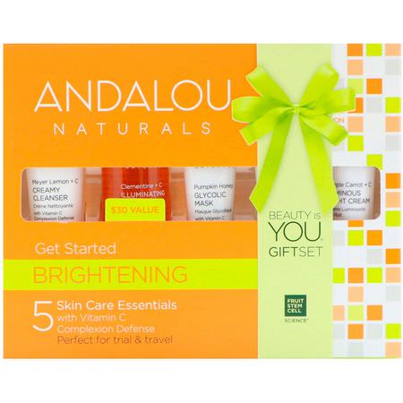 C-Vitamin, Presentpaket, Skönhet: Andalou Naturals, Get Started Brightening, Skin Care Essentials, 5 Piece Kit