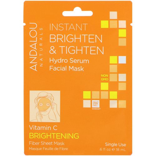 Andalou Naturals, Instant Brighten & Tighten, Hydro Serum Facial Mask, Brightening, 1 Single Use Fiber Sheet Mask, .6 fl oz (18 ml) Review