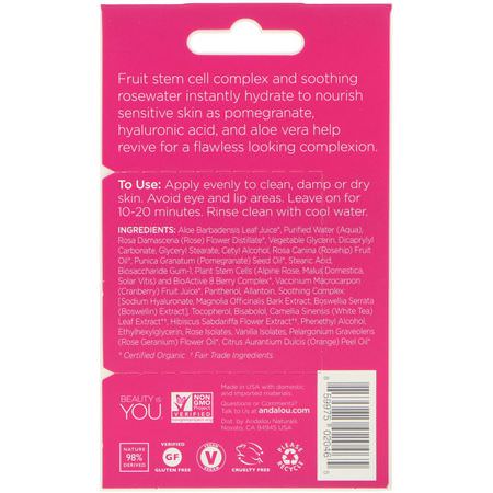Hydrating Masks, Peels, Face Masks, Beauty: Andalou Naturals, Instant Soothing, 1000 Roses Rosewater Face Mask, .28 oz (8 g)
