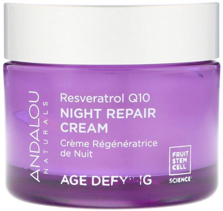 Andalou Naturals Night Moisturizers Creams Resveratrol Skin Care - Resveratrol Hudvård, Nattfuktare, Krämer, Ansiktsfuktare