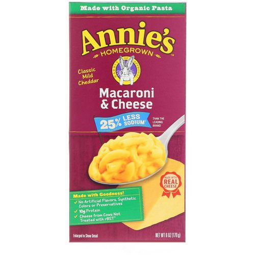 Annie's Homegrown, Macaroni & Cheese, Classic Mild Cheddar, Less Sodium, 6 oz (170 g) Review
