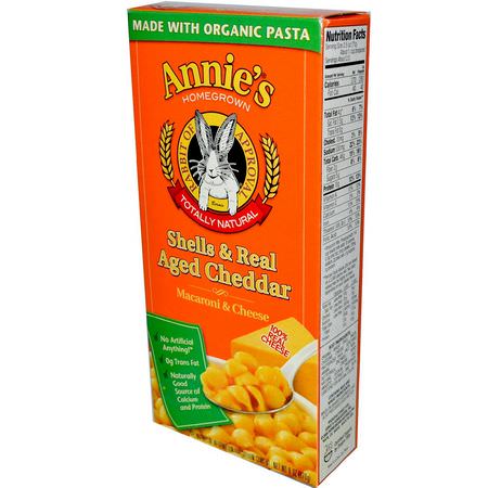 Makaroner, Bröd, Säd, Ris: Annie's Homegrown, Macaroni & Cheese, Shells & Real Aged Cheddar, 6 oz (170 g)