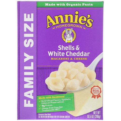 Annie's Homegrown, Macaroni & Cheese, Shells & White Cheddar, Family Size, 10.5 oz (298 g) Review