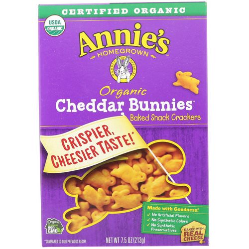 Annie's Homegrown, Organic Cheddar Bunnies, Baked Snack Crackers, 7.5 oz (213 g) Review
