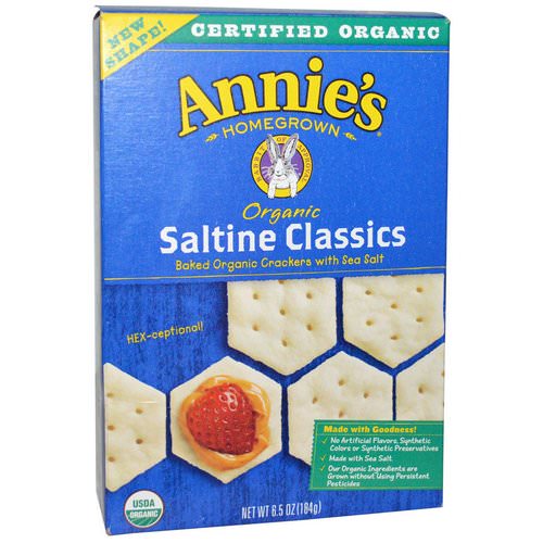 Annie's Homegrown, Saltine Classics, Baked Crackers with Sea Salt, Organic, 6.5 oz (184 g) Review