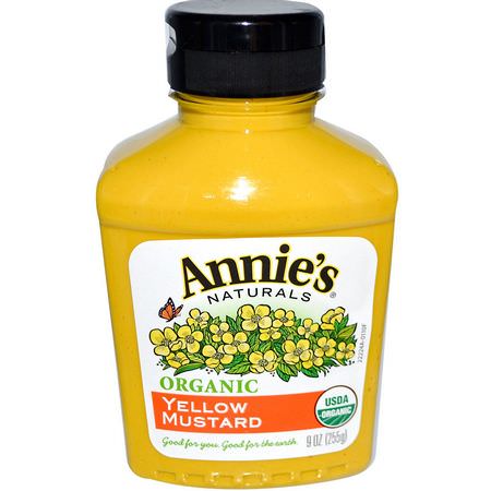 Senap, Vingrön, Oljor: Annie's Naturals, Organic Yellow Mustard, 9 oz (255 g)