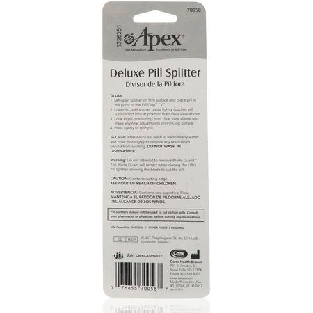 Krossar, Pillverksdelare, Första Hjälpen, Medicinskåpet: Apex, Deluxe Pill Splitter, 1 Pill Splitter