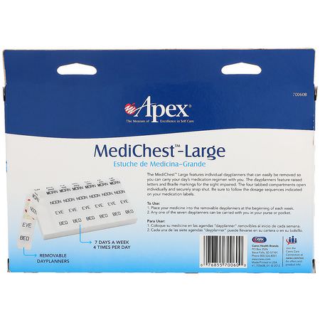 Pill Organizers, First Aid, Medicine Cabinet, Bath: Apex, MediChest, Large