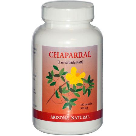 Chaparral, Homeopati, Örter: Arizona Natural, Chaparral, Larrea Tridentata, 500 mg, 180 Capsules
