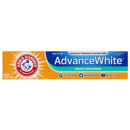 Whitening, Tandpasta, Oral Care, Bad: Arm & Hammer, AdvanceWhite, Breath Freshening Toothpaste, Winter Mint, 6.0 oz (170 g)