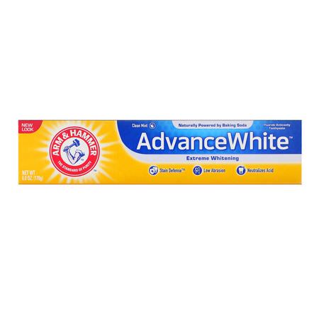 Whitening, Tandpasta, Oral Care, Bad: Arm & Hammer, AdvanceWhite, Extreme Whitening Toothpaste, Fresh Mint, 6.0 oz (170 g)