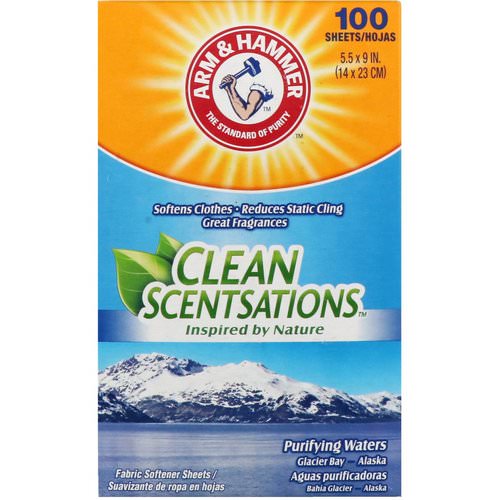 Arm & Hammer, Clean Scentsations, Fabric Softener Sheets, Purifying Waters, 100 Sheets Review