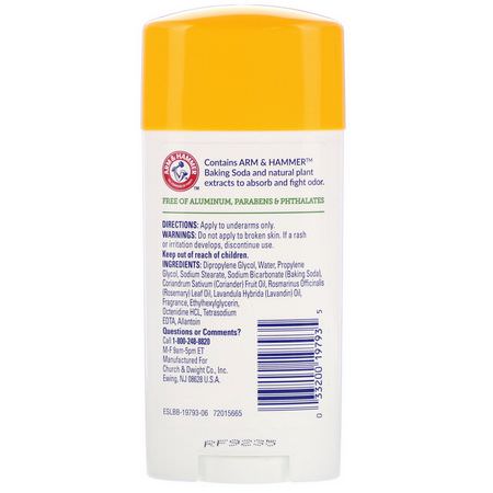 Deodorant, Bad: Arm & Hammer, Essentials with Natural Deodorizers, Deodorant, Fresh Rosemary Lavender, 2.5 oz (71 g)