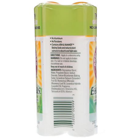 Deodorant, Bath: Arm & Hammer, Essentials Natural Deodorant, Fresh, For Men and Women, Twin Pack, 2.5 oz (71 g) Each