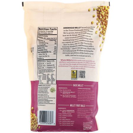 Bröd, Säd, Ris, Pasta: Arrowhead Mills, Organic Whole Millet, 1.75 lbs (793 g)