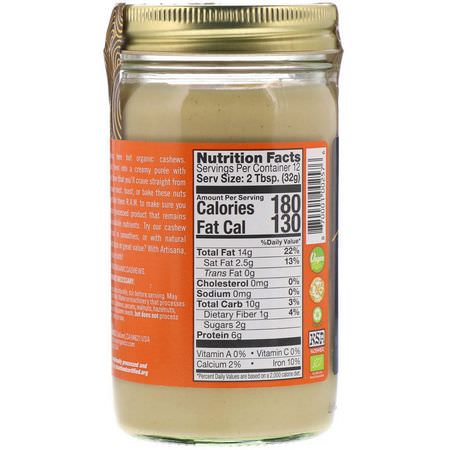 Cashewsmör, Konserver, Spridningar, Knappar: Artisana, Organics, Cashew Butter, 14 oz (397 g)